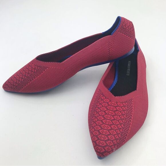 Woman by Projects Red Pattern Soft Side Pointed Flats- NEW - Picture 2 of 13